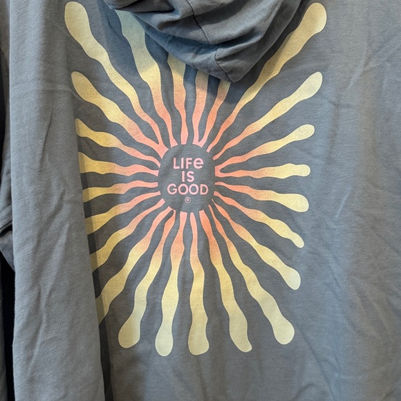 Life Is Good Slate Blue/Gray/Green Hooded Long-Sleeve Pullover - Picture 5 of 14